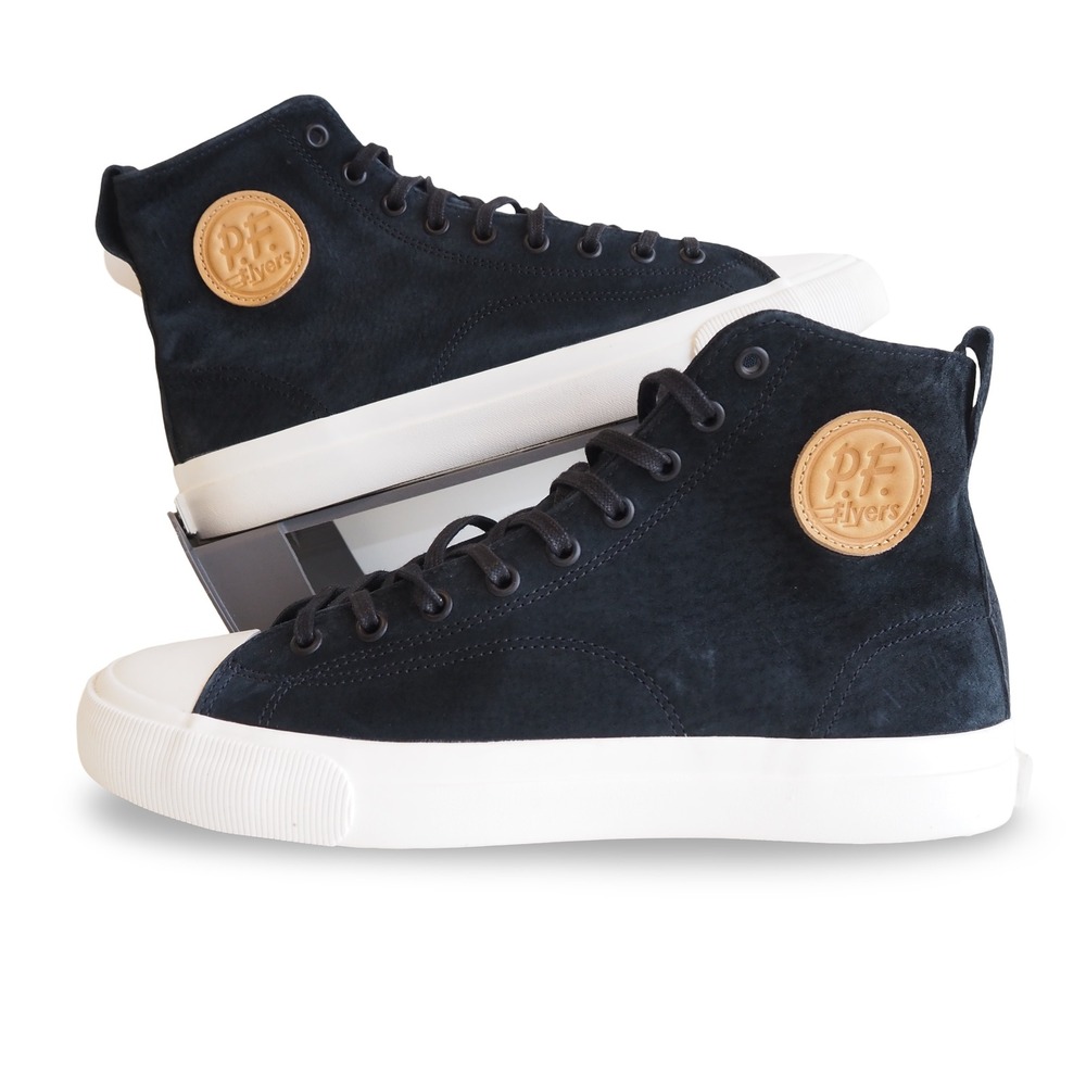PF Flyers All American Hi Black Suede High Top Sneakers Mens 9 Womens 10.5